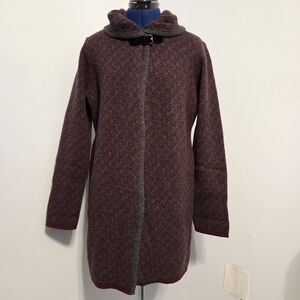 Burgundy Italian Wool Blend Duster Cardigan Size M